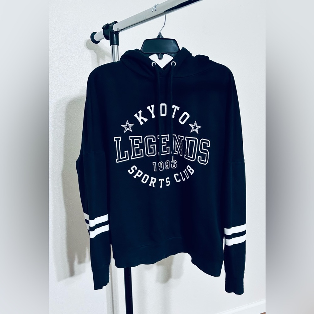 H&M Black Hoodie with White Accents